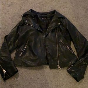 Madewell Washed Moto Leather Jacket (Black)